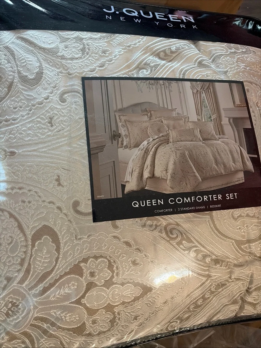 J Queen New York Trinity 4-Pc. Comforter Set, Queen - Champagne